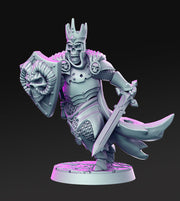 Death Knight | Skeleton Knight | Undead Miniature | Dungeons and Dragons | Undead | 28mm | 32mm  | Pathfinder | Figure for Painting | - Only-Games