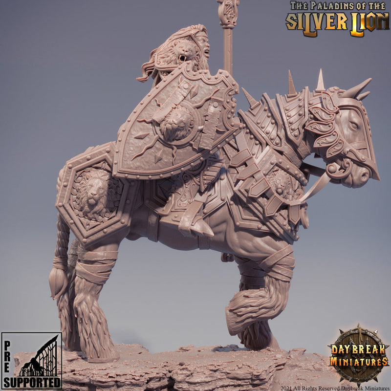 Paladin | Mounted Female Knight  | Miniature | Heavy Armor | Dungeons and Dragons | 28mm Scale | 32mm scale | Pathfinder | AOS || - Only-Games