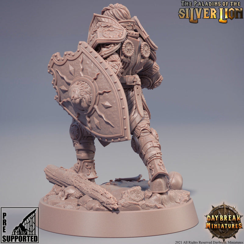 Paladin | Female Paladin  | Miniature | Heavy Armor | Dungeons and Dragons | 28mm Scale | 32mm scale | Pathfinder | D&D | - Only-Games