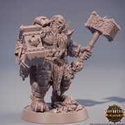 Orc War Chief | Orc barbarian | 2 warhamers| Mini | Megaboss | D&D |28mm |32mm | 54mm|75mm|100mm tall Pathfinder | Barbarian orc - Only-Games