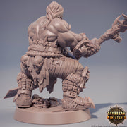 Orc War Chief | Orc barbarian | Polearm master | Megaboss | Dungeons and Dragons | 28mm,32mm,54mm,75mm,100mm Scale  Pathfinder | Barbarian| - Only-Games