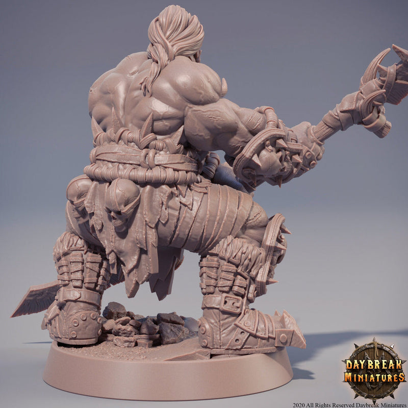 Orc War Chief | Orc barbarian | Polearm master | Megaboss | Dungeons and Dragons | 28mm,32mm,54mm,75mm,100mm Scale  Pathfinder | Barbarian| - Only-Games