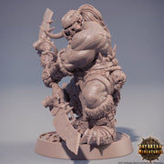 Orc War Chief | Orc barbarian | Polearm master | Megaboss | Dungeons and Dragons | 28mm,32mm,54mm,75mm,100mm Scale  Pathfinder | Barbarian| - Only-Games