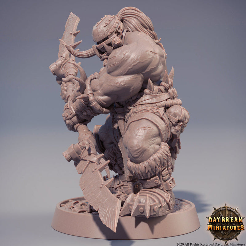 Orc War Chief | Orc barbarian | Polearm master | Megaboss | Dungeons and Dragons | 28mm,32mm,54mm,75mm,100mm Scale  Pathfinder | Barbarian| - Only-Games