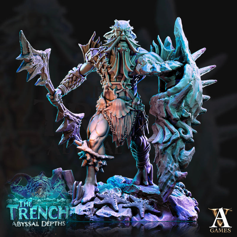 Triton - Character Race  | Resin Miniature | Dungeons and Dragons Miniatures | Pathfinder Miniatures | DnD 5e | Underwater | Triton Fighter - Only-Games