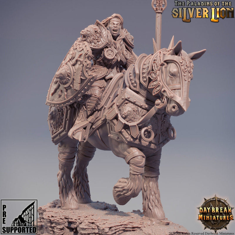 Paladin | Mounted Female Knight  | Miniature | Heavy Armor | Dungeons and Dragons | 28mm Scale | 32mm scale | Pathfinder | AOS || - Only-Games