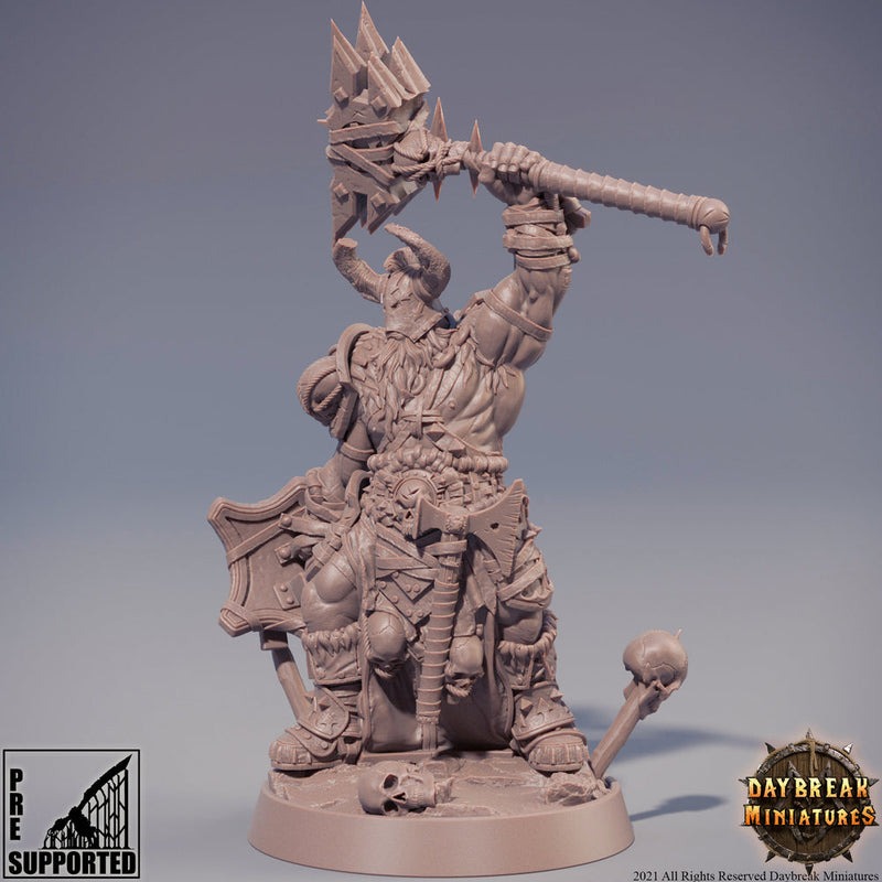 Evil Fighter Mace and Shield | Blood Warriors | 28mm, 32mm, 75mm | Miniature | Dungeons and Dragons | Pathfinder | DnD - Only-Games