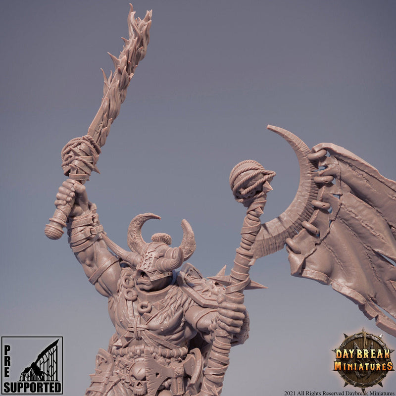 Chaos Knight flaming sword | Blood Warriors | 28mm, 32mm, 75mm | Miniature | Dungeons and Dragons | Pathfinder | - Only-Games