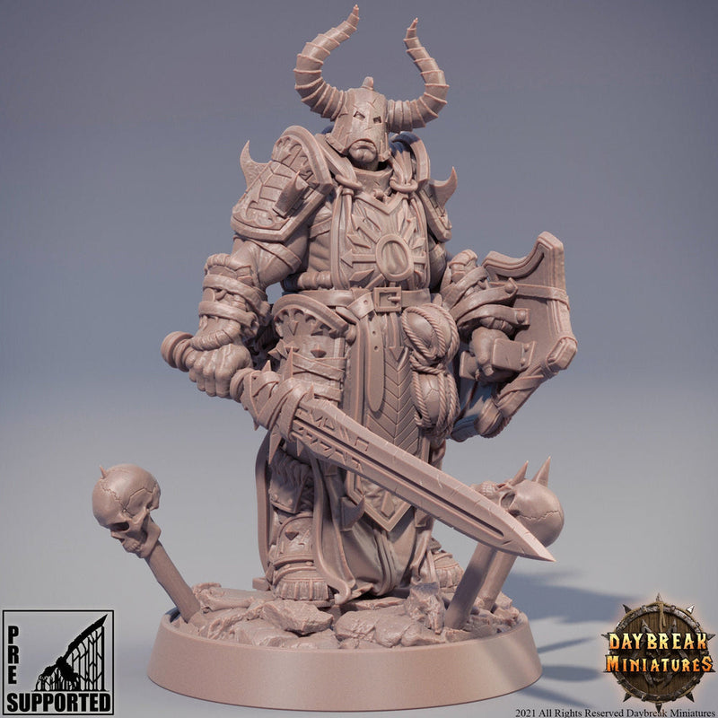 Chaos Knight | Blood Warriors | 28mm, 32mm, 75mm | Miniature | Dungeons and Dragons | Pathfinder | - Only-Games