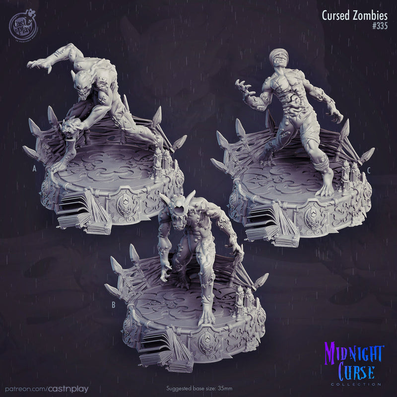 Cursed Zombies - | 28mm and 32mm Scale | Zombie Miniature | Dungeons and Dragons Miniatures Undead | Pathfinder Miniatures | Figurine | Mini - Only-Games