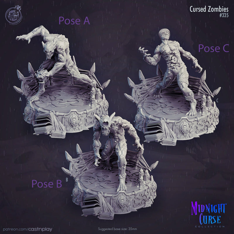 Cursed Zombies - | 28mm and 32mm Scale | Zombie Miniature | Dungeons and Dragons Miniatures Undead | Pathfinder Miniatures | Figurine | Mini - Only-Games