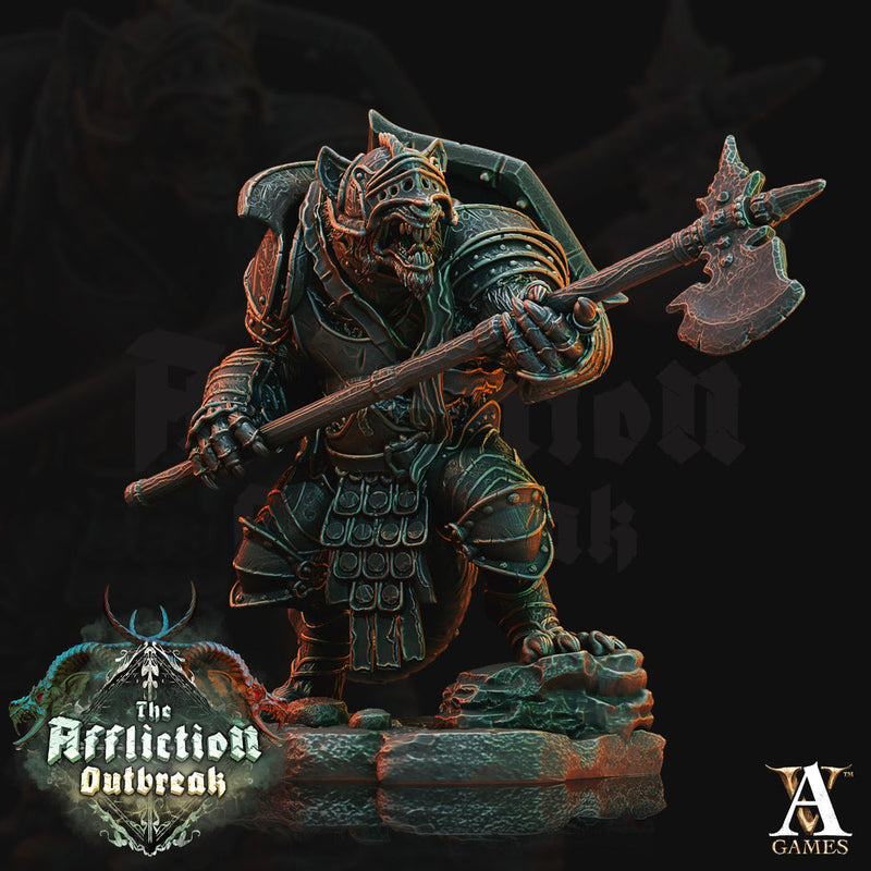 Wererat in Heavy Armor  | Resin Miniature | Dungeons and Dragons | 28mm | 32mm | Pathfinder ratfolk | DnD 5e | D&D 5e| Ratmen - Only-Games