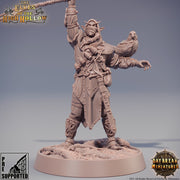 Wood Elf Ranger Polearm Master | Beast Master Ranger with Hawk | Miniature | 28mm Scale | 32mm Scale | 75mm Scale | Pathfinder Figure| DnD | - Only-Games