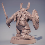 Dwarf Fighter Sword and Shield Miniature |  | Dungeons and Dragons | 28mm, 32mm,54mm, 75mm, 100mm Scales | Pathfinder | Figure for Painting - Only-Games