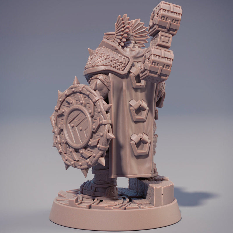 Dwarf Fighter | Dwarf  | Hammer & Shield | Dungeons and Dragons | 28mm, 32mm, 54mm,75mm,100mm Tall Pathfinder | Figure for Painting - Only-Games
