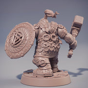 Dwarf Fighter | Dwarf | Miniatures | Hammer & Shield | Dungeons and Dragons | 28mm, 32mm 75mm | Pathfinder | Figure for Painting| Daybreak - Only-Games