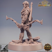 Female Wood Elf Ranger Archer |Elf Fighter|Miniature /28mm Scale /32mm/54mm /75mm/100mm scale  | Pathfinder Figure | Elf Figurine unpainted| - Only-Games
