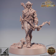 Female Wood Elf Ranger Archer |Elf Fighter|Miniature /28mm Scale /32mm/54mm /75mm/100mm scale  | Pathfinder Figure | Elf Figurine unpainted| - Only-Games