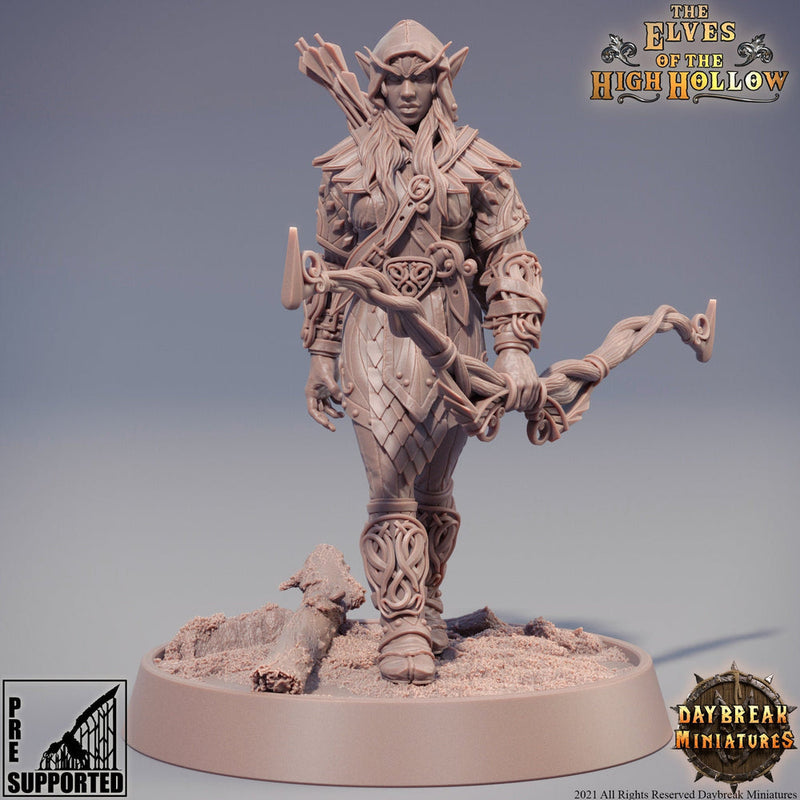 Female Wood Elf Ranger Archer |Elf Fighter|Miniature /28mm Scale /32mm/54mm /75mm/100mm scale  | Pathfinder Figure | Elf Figurine unpainted| - Only-Games