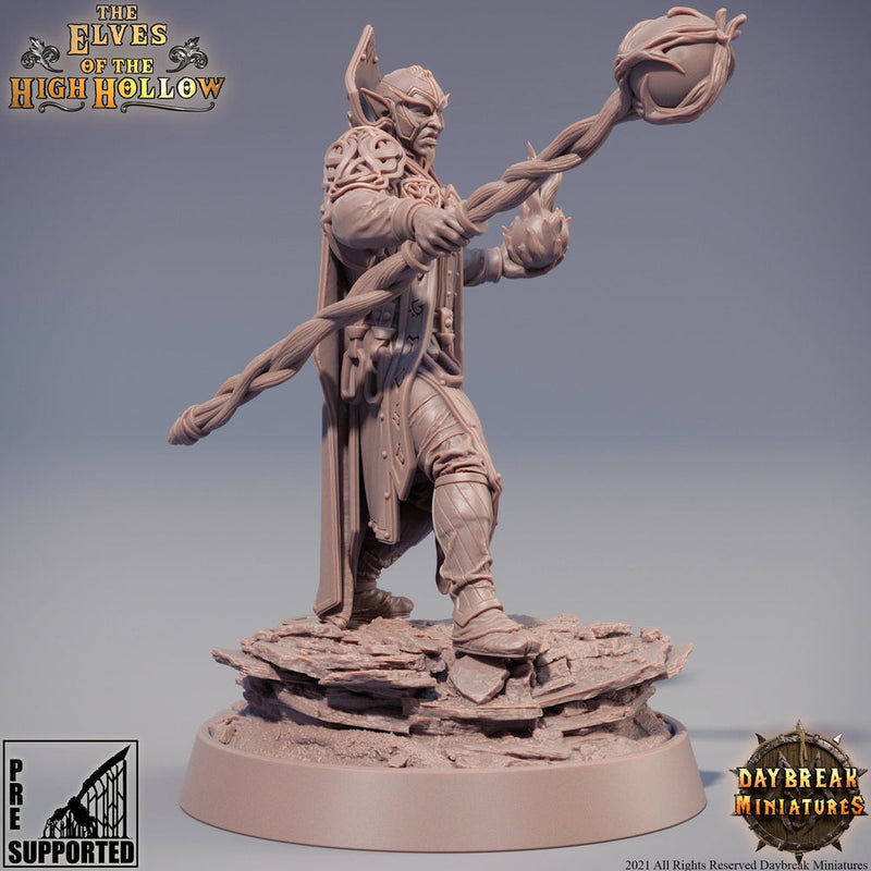 Wood Elf Wizard | Elf Druid | Miniature | 28mm Scale | 32mm Scale | 75mm Scale | Pathfinder Figure | DnD | Elf Figurine unpainted| - Only-Games