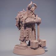 Dwarf Fighter | Dwarf | Hammer & Shield | Dungeons and Dragons | 28mm, 32mm, 54mm,75mm, 100mm Scale| Pathfinder | Figure for Painting - Only-Games