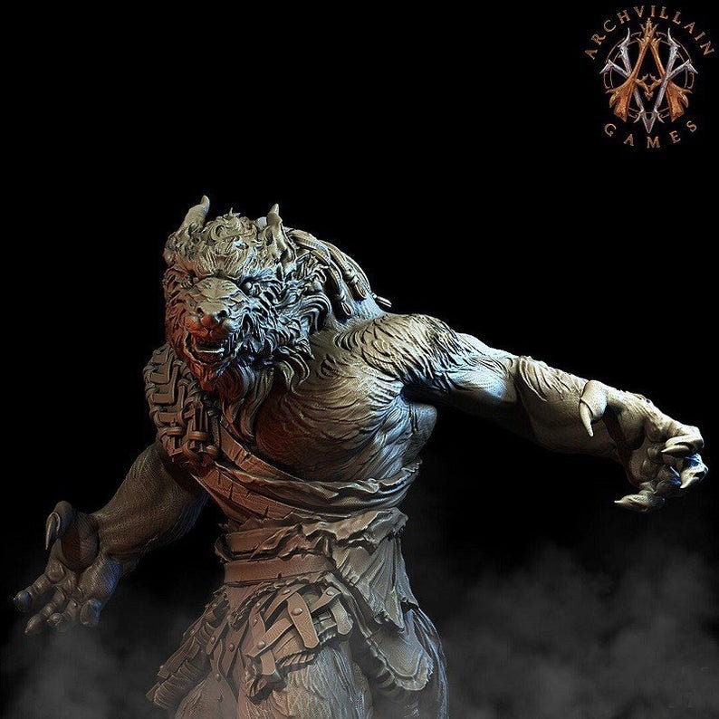 Werewolf | 65mm | Archvillain Games | 3d printed | Collector| Figure for painting | - Only-Games