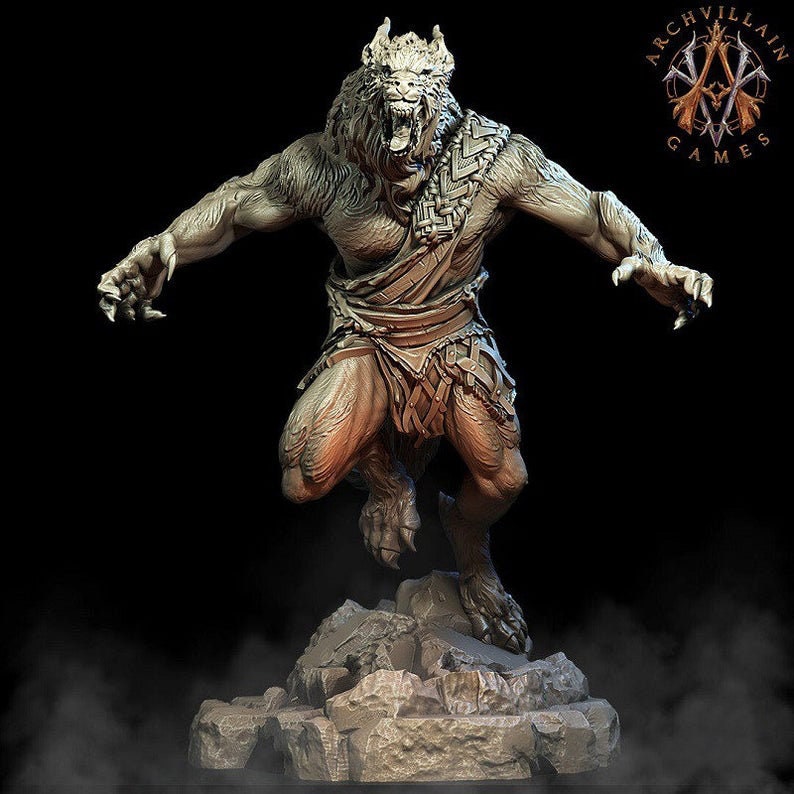 Werewolf | 65mm | Archvillain Games | 3d printed | Collector| Figure for painting | - Only-Games