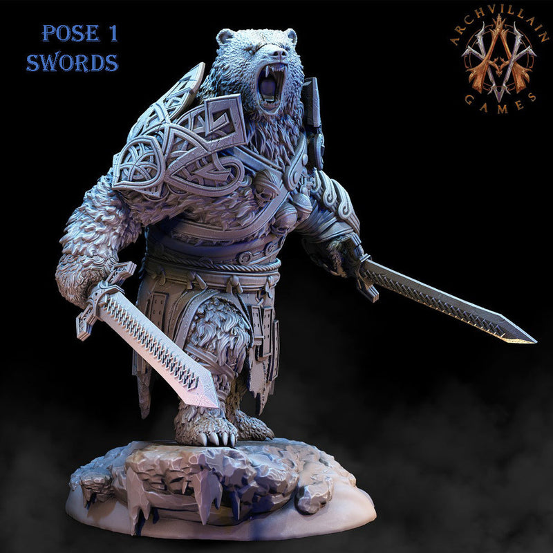BearFolk Werebear Monk | Available in 28mm,32mm,50mm,75mm Scales |Archvillain Games | Dungeons and Dragons |  Pathfinder | - Only-Games