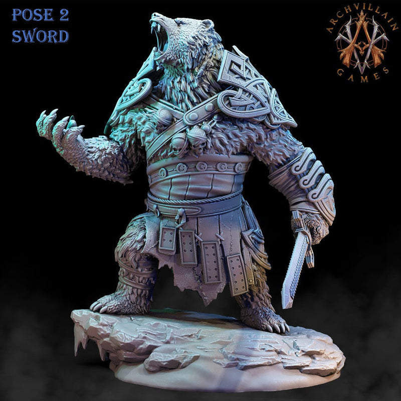 BearFolk Werebear Monk | Available in 28mm,32mm,50mm,75mm Scales |Archvillain Games | Dungeons and Dragons |  Pathfinder | - Only-Games