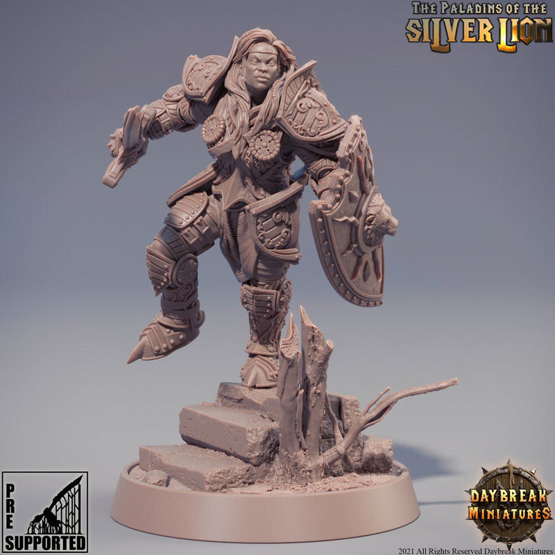 Paladin | Female Paladin  | Miniature | Heavy Armor | Dungeons and Dragons | 28mm Scale | 32mm scale | Pathfinder | D&D | - Only-Games