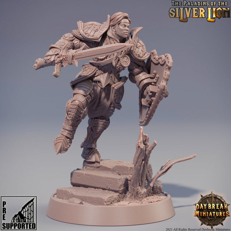 Paladin | Female Paladin  | Miniature | Heavy Armor | Dungeons and Dragons | 28mm Scale | 32mm scale | Pathfinder | D&D | - Only-Games