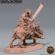 Goblin mounted on Boar | DnD Miniatures | Dungeons and Dragons | 28mm, 32mm, 75mm scale| Pathfinder | Figure for Painting| Gloomspite Glitz - Only-Games