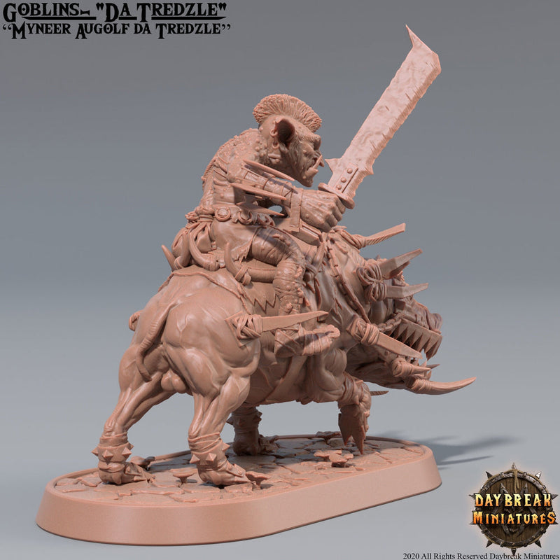 Goblin mounted on Boar | DnD Miniatures | Dungeons and Dragons | 28mm, 32mm, 75mm scale| Pathfinder | Figure for Painting| Gloomspite Glitz - Only-Games