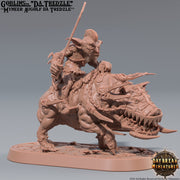 Goblin mounted on Boar | DnD Miniatures | Dungeons and Dragons | 28mm, 32mm, 75mm scale| Pathfinder | Figure for Painting| Gloomspite Glitz - Only-Games