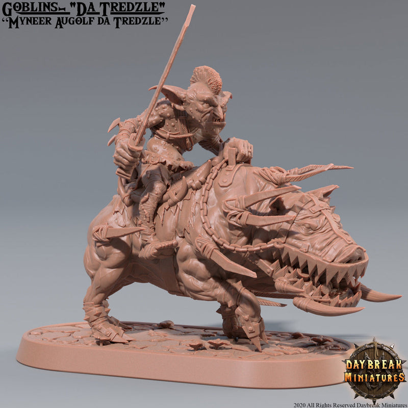 Goblin mounted on Boar | DnD Miniatures | Dungeons and Dragons | 28mm, 32mm, 75mm scale| Pathfinder | Figure for Painting| Gloomspite Glitz - Only-Games