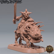Goblin mounted on Boar | DnD Miniatures | Dungeons and Dragons | 28mm, 32mm, 75mm scale| Pathfinder | Figure for Painting| Gloomspite Glitz - Only-Games