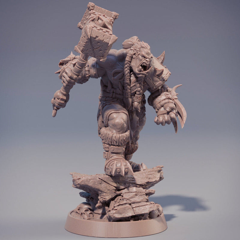 Orc boss | Ork | Orc barbarian | Warhammer and claws| |D & D | 28mm |32mm |54mm|75mm|100mm Tall Pathfinder | Raging Barbarian orc - Only-Games