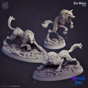 Dire Wolves - | 28mm and 32mm Scale | Animal Monster Miniature | Dungeons and Dragons | Pathfinder Miniatures | Figurine | DnD Wolf mini | - Only-Games