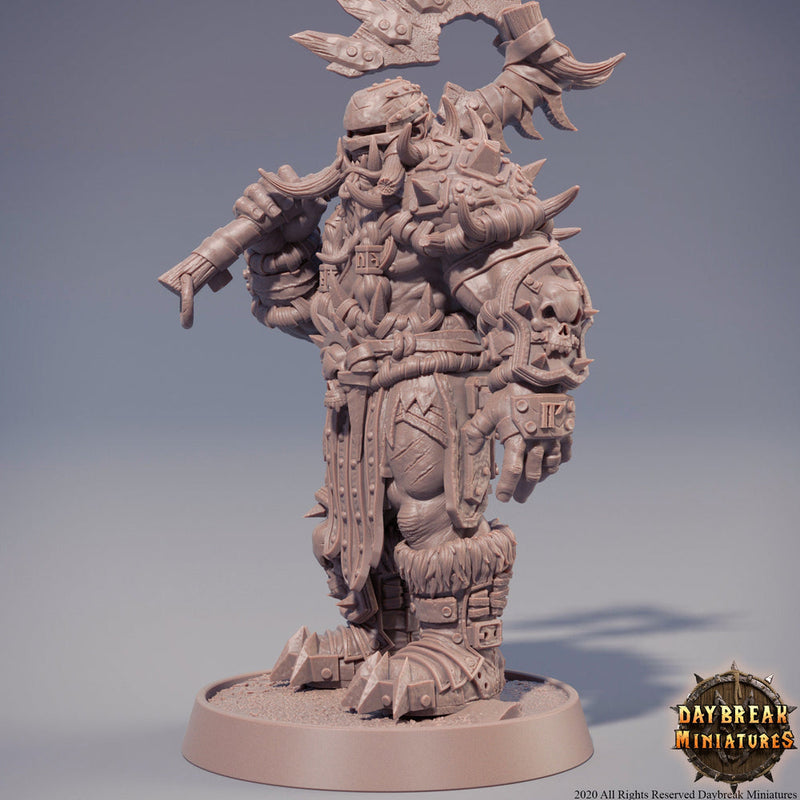 Orc War Chief | Orc barbarian | Megaboss | Dungeons and Dragons | 28mm or 32mm | 75mm Tall Pathfinder | Barbarian orc - Only-Games