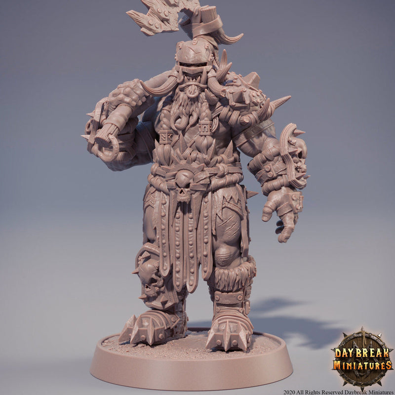 Orc War Chief | Orc barbarian | Megaboss | Dungeons and Dragons | 28mm or 32mm | 75mm Tall Pathfinder | Barbarian orc - Only-Games