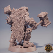 Orc War Chief | Orc barbarian | 2 warhamers| Mini | Megaboss | D&D |28mm |32mm | 54mm|75mm|100mm tall Pathfinder | Barbarian orc - Only-Games