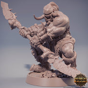 Orc War Chief | Orc barbarian | Polearm master | Megaboss | Dungeons and Dragons | 28mm,32mm,54mm,75mm,100mm Scale  Pathfinder | Barbarian| - Only-Games