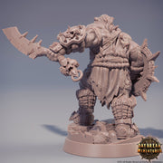 Orc War Chief | Orc barbarian | Half-orc | Megaboss | Dungeons and Dragons | 28mm | 32mm|54mm| 75mm|100mm tall Pathfinder | Barbarian| - Only-Games