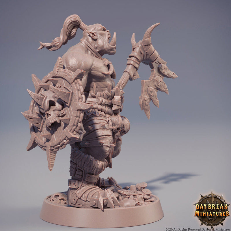Half-orc Barbarian|  Orc War Chief | Player character | Miniature | Megaboss | D&D| 28mm | 32mm |54mm|75mm|100mm tall Pathfinder | - Only-Games