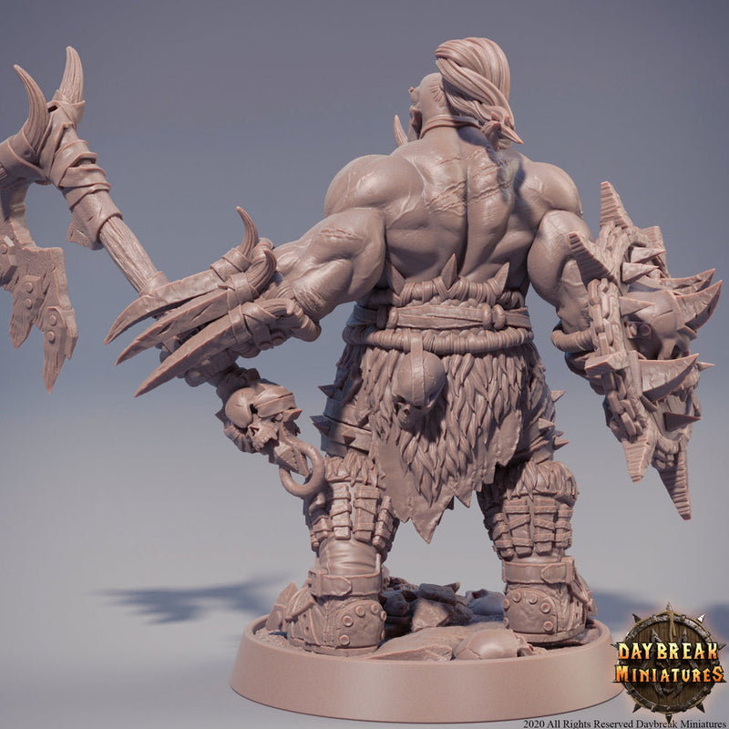 Half-orc Barbarian|  Orc War Chief | Player character | Miniature | Megaboss | D&D| 28mm | 32mm |54mm|75mm|100mm tall Pathfinder | - Only-Games