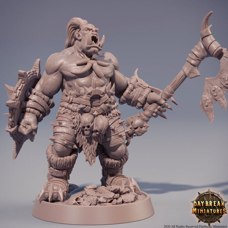 Half-orc Barbarian|  Orc War Chief | Player character | Miniature | Megaboss | D&D| 28mm | 32mm |54mm|75mm|100mm tall Pathfinder | - Only-Games