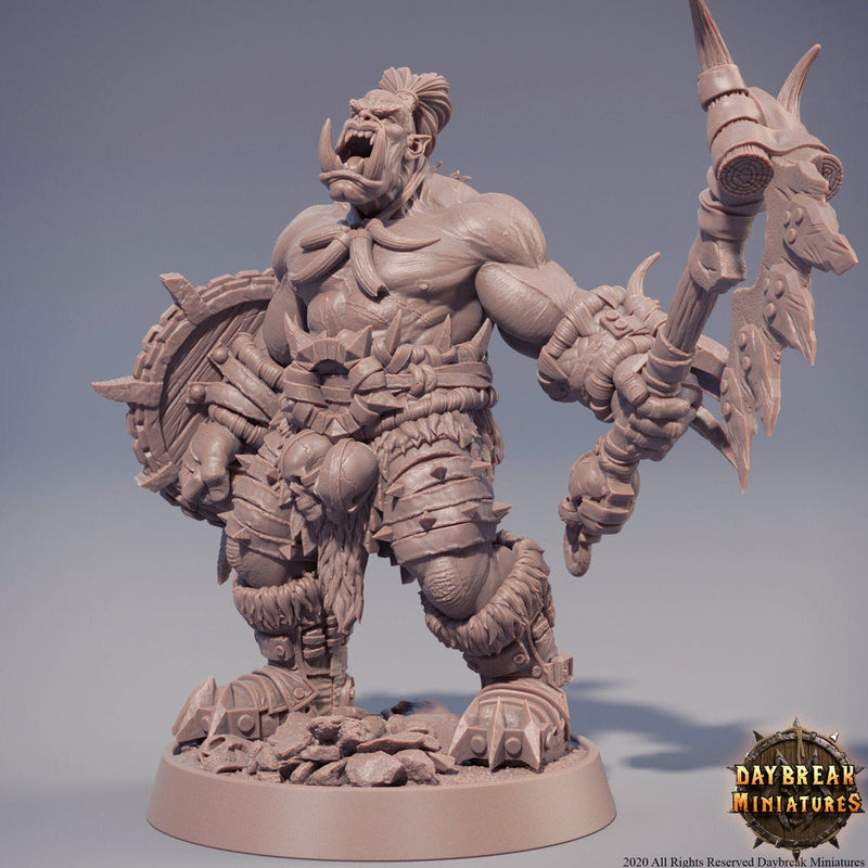 Half-orc Barbarian|  Orc War Chief | Player character | Miniature | Megaboss | D&D| 28mm | 32mm |54mm|75mm|100mm tall Pathfinder | - Only-Games