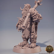 Orc War Chief | Orc barbarian | Battle Axe | Megaboss | Dungeons and Dragons | 28mm | 32mm |54mm|75mm/100mm Tall Pathfinder | Barbarian| - Only-Games