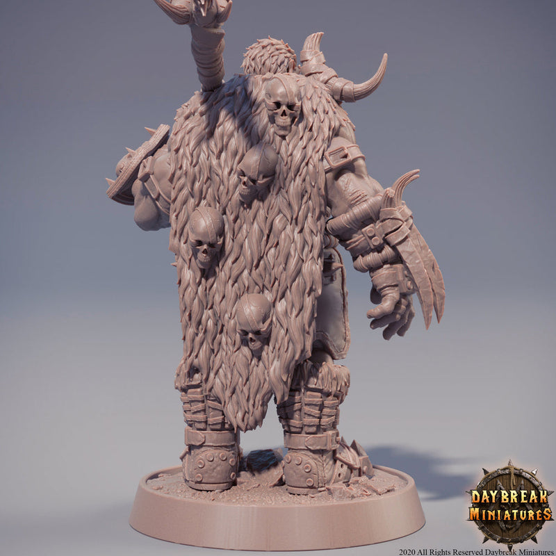 Orc War Chief | Orc barbarian | Battle Axe | Megaboss | Dungeons and Dragons | 28mm | 32mm |54mm|75mm/100mm Tall Pathfinder | Barbarian| - Only-Games