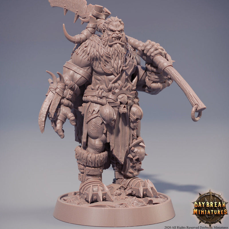 Orc War Chief | Orc barbarian | Battle Axe | Megaboss | Dungeons and Dragons | 28mm | 32mm |54mm|75mm/100mm Tall Pathfinder | Barbarian| - Only-Games